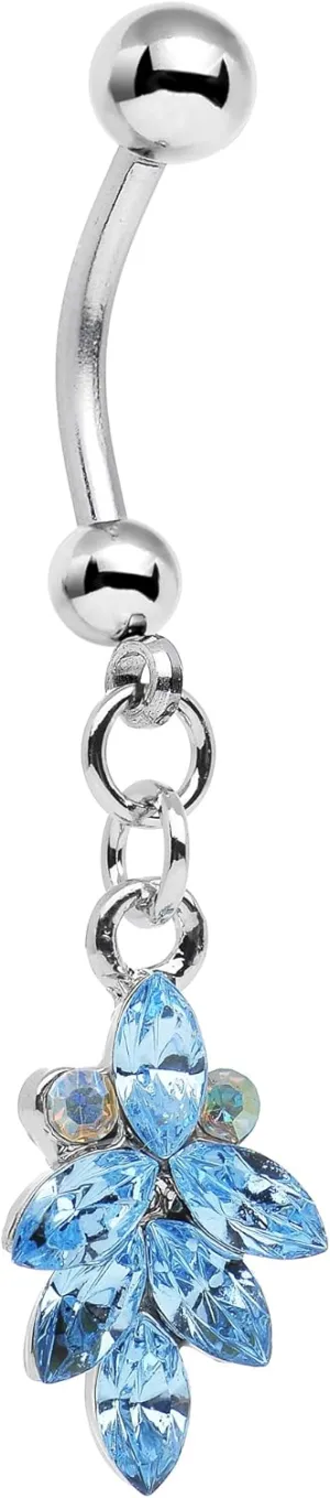 Body Candy Stainless Steel Blue Geometric Octadic Aurora Dangle Belly Ring