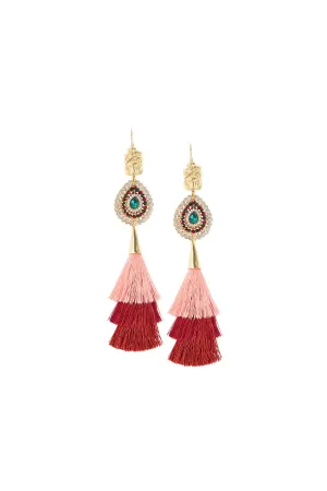 BOLLYWOOD TIGER TASSEL EARRINGS GOLD BRASS