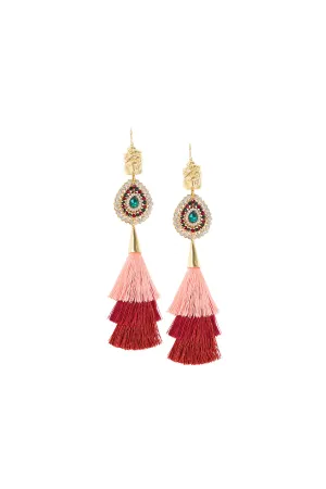 BOLLYWOOD TIGER TASSEL EARRINGS GOLD BRASS