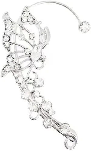 BSLVWG 2 Pieces Silver Elves Butterfly Hollow Ear Wrap Ear Cuff No Piercing Ear Clip Earrings - Jewelry Gifts for Women