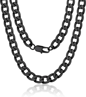 ChainsPro Cuban Chain Necklace for Men, Silver/Black/Gold Plated Stainless Steel Cuban Link Chains Mens 4/6/9/13 MM Width,14"-30" Length Hip Hop Accessories Jewelry Gifts for Father's Day Christmas