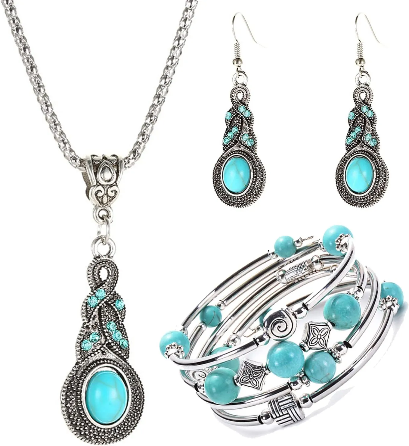 choice of all Western Cowgirl Outfit for Women,Western Jewelry for Women Boho Turquoise Necklace Bracelet Set