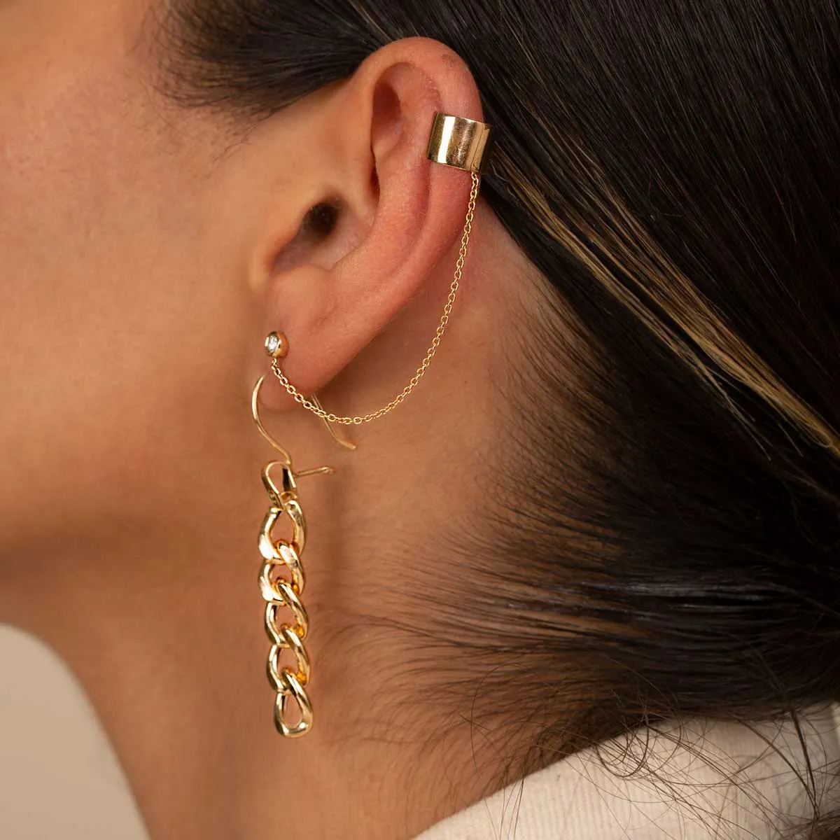 Clip Ear Cuff with Luna chain