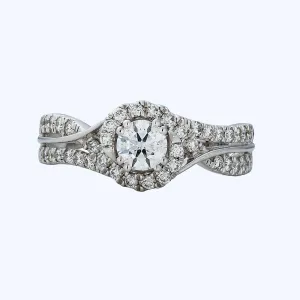 Contemporary 14K White Gold Diamond Ring