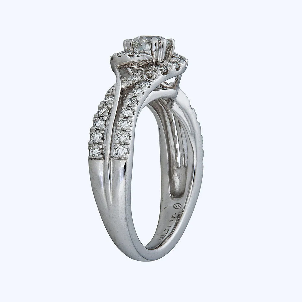 Contemporary 14K White Gold Diamond Ring