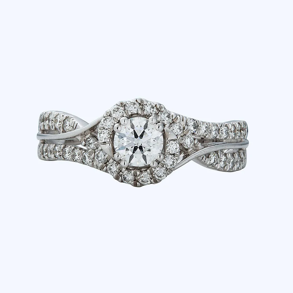Contemporary 14K White Gold Diamond Ring
