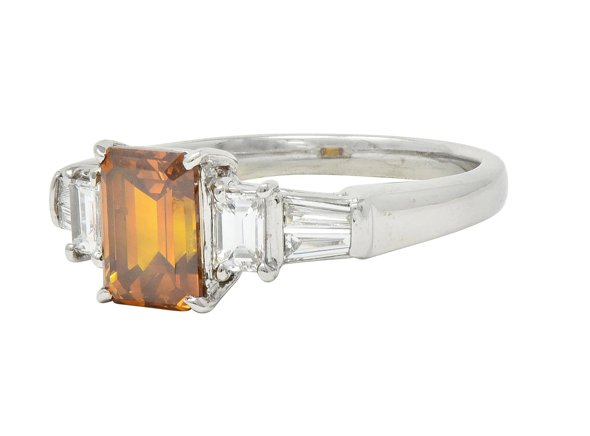 Contemporary 1.95 CTW Fancy Orange Brown Diamond Platinum Five Stone Engagement Ring