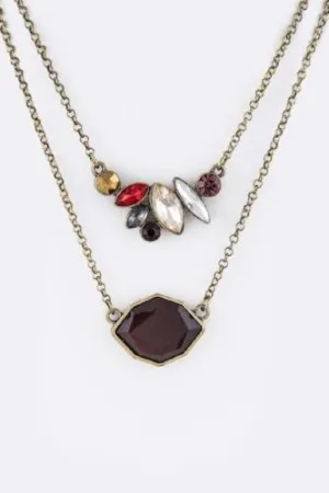 Crystal Layer Pendant Necklace