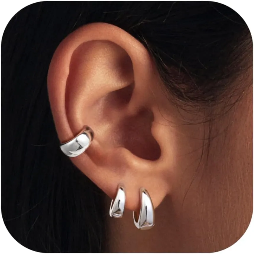 Cubic Zirconia Earrings Studs, Small Hoop Earrings for Women, Chunky Gold Earrings, Stud Earrings for Women, Gold Huggie Earrings for Women, Earring Sets for Multiple Piercing