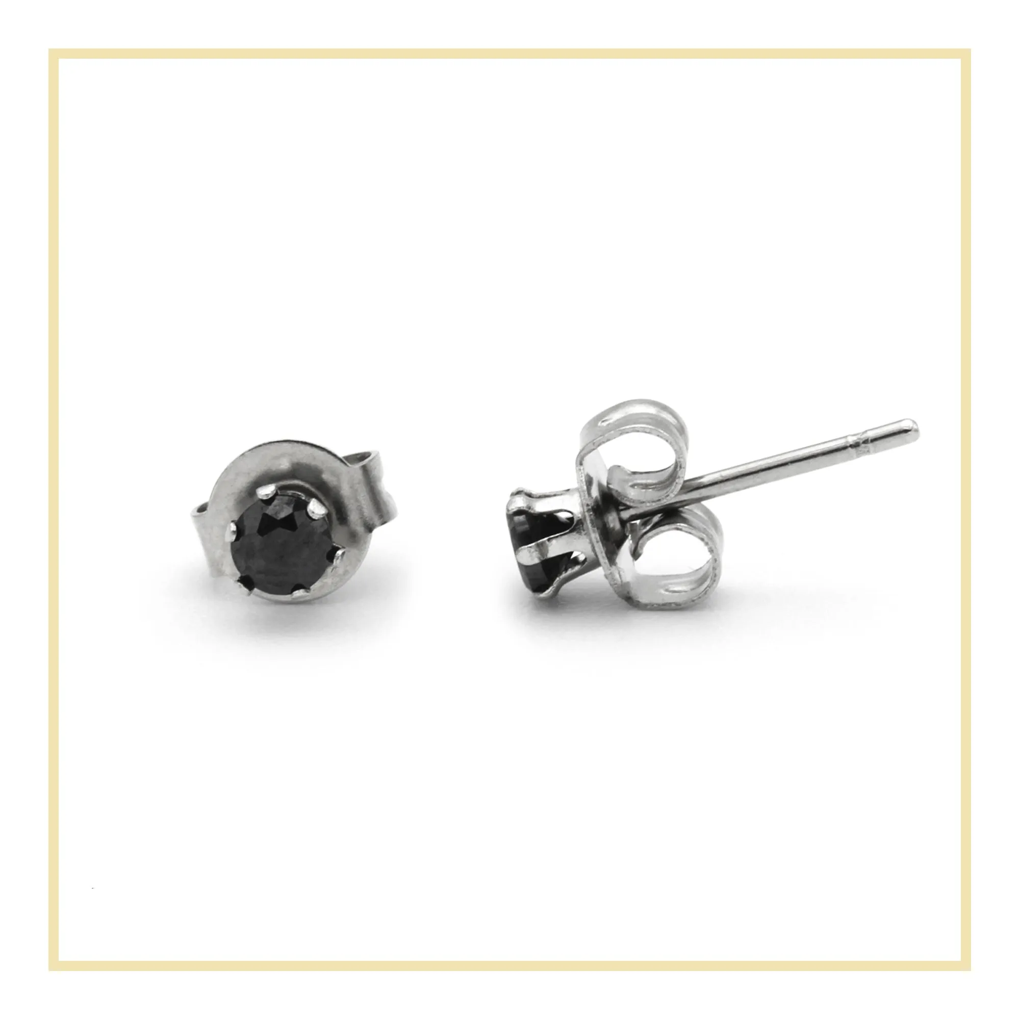 Cubic Zirconia Round Stud Earrings Stainless Steel Black Ear Piercing Jewelry Men Women