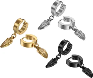 Cupimatch 3-6 Pairs Stainless Steel Cross Dangle Huggie Hinged Hoop Earrings for Men Women