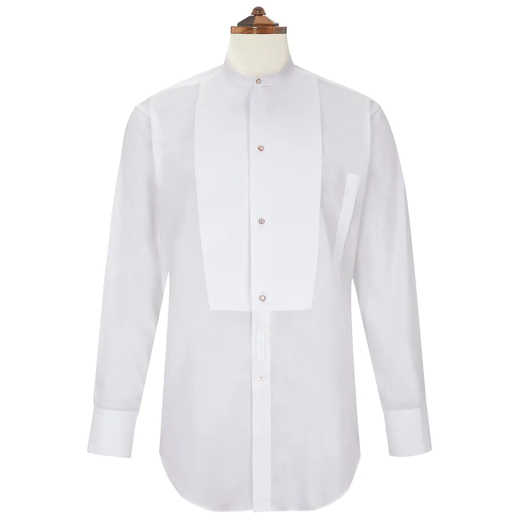 Delaney White Stiff Bib Tunic Collar Shirt