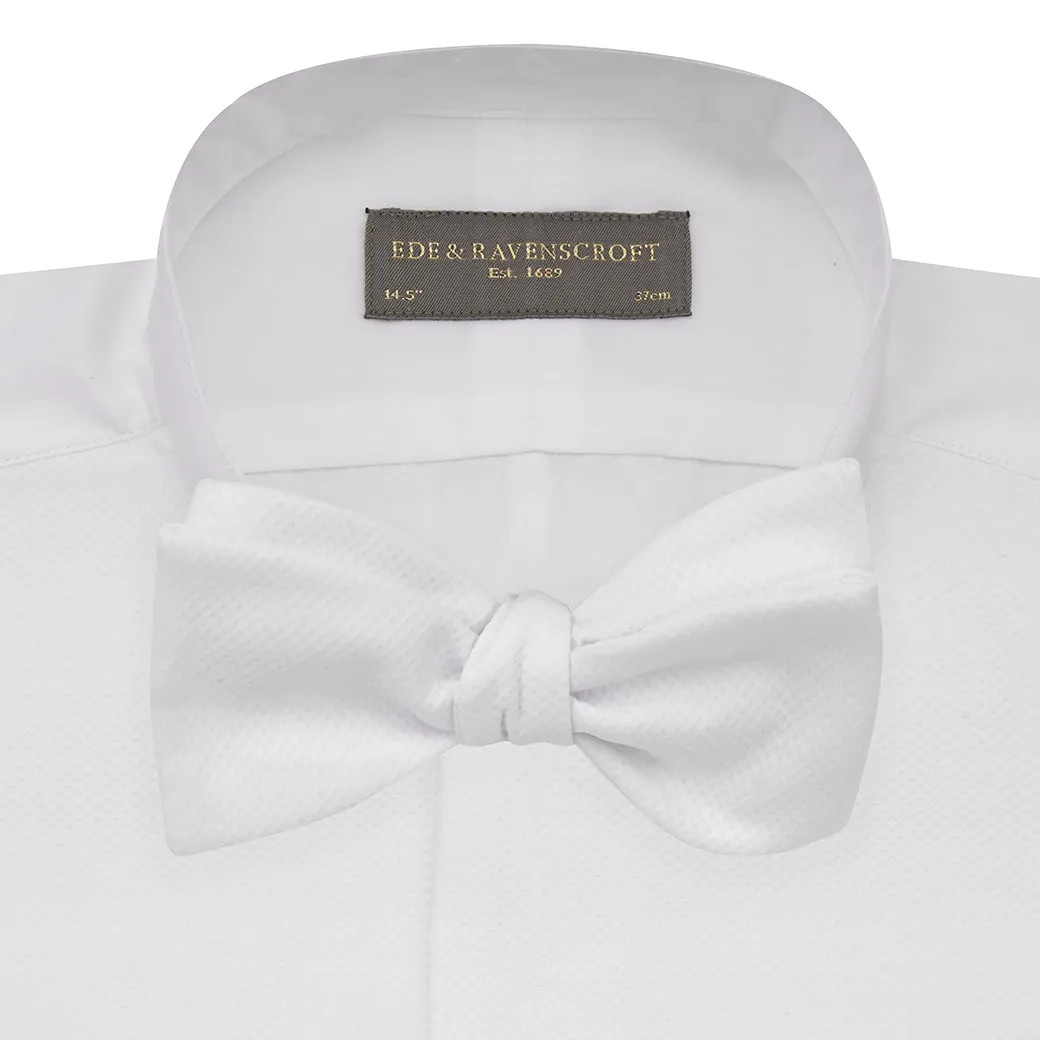 Delaney White Stiff Bib Tunic Collar Shirt
