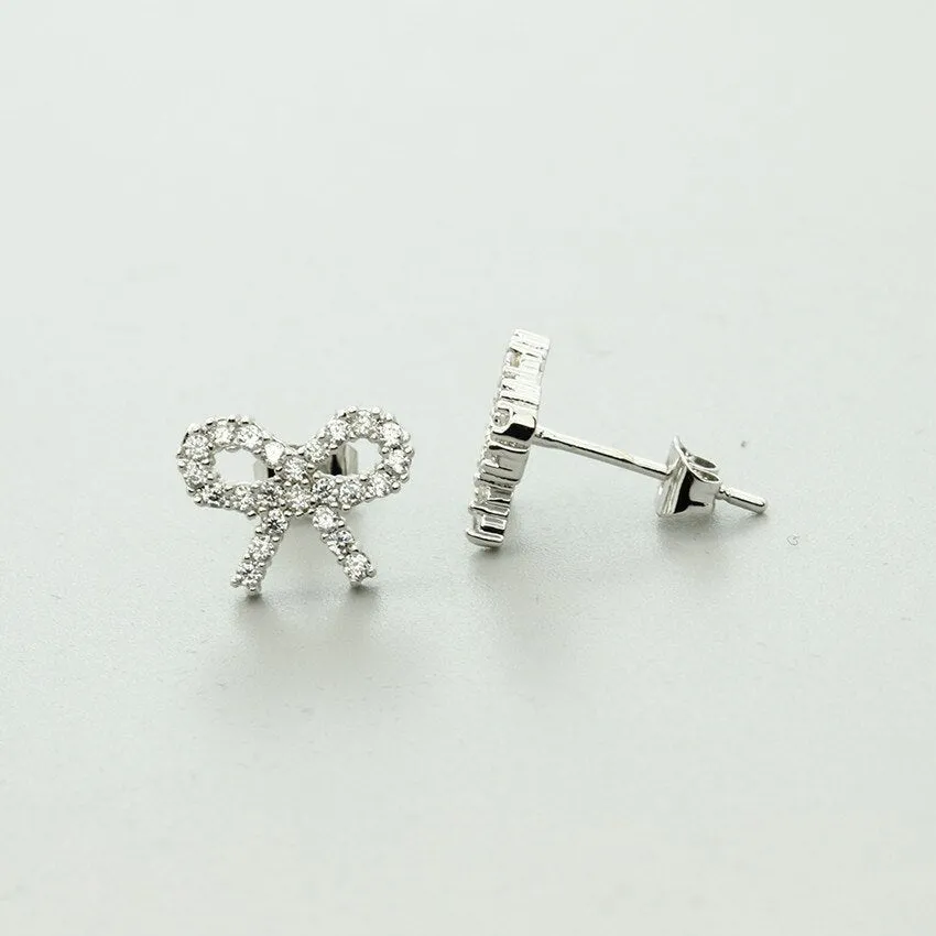 Delicate Rhinestone Bowknot Earrings AAA Cubic