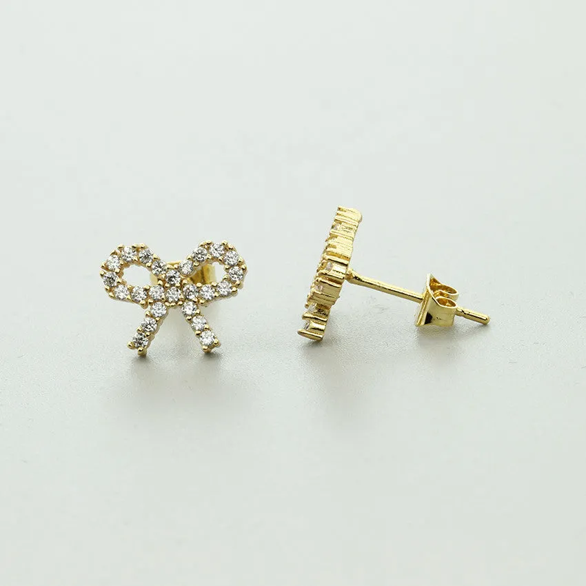 Delicate Rhinestone Bowknot Earrings AAA Cubic