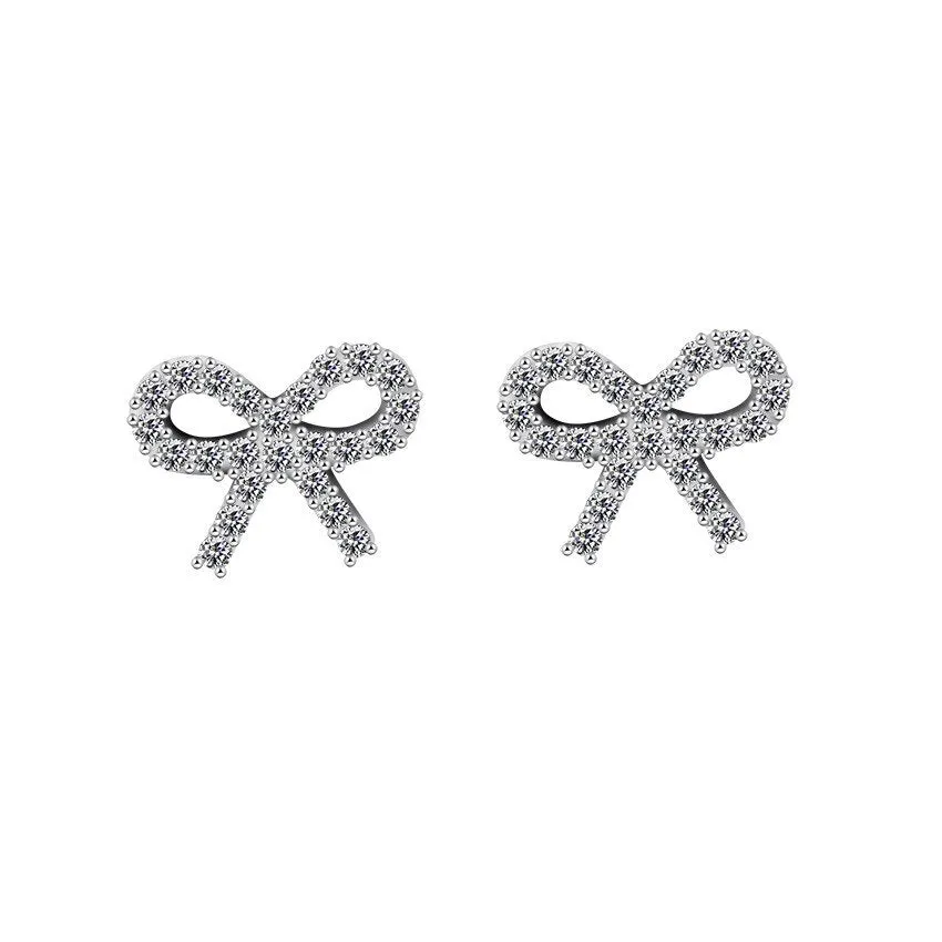 Delicate Rhinestone Bowknot Earrings AAA Cubic