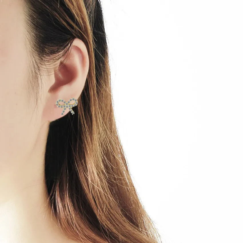 Delicate Rhinestone Bowknot Earrings AAA Cubic