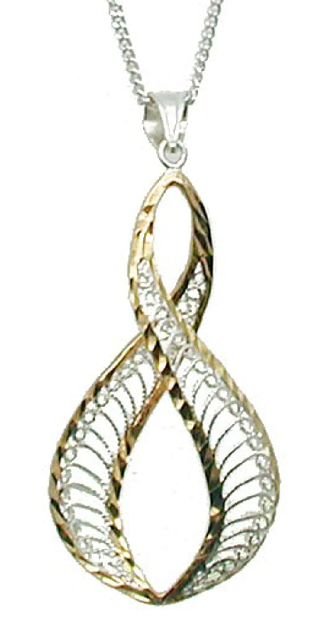 Delicate Silver and Gold Filigree Pendant