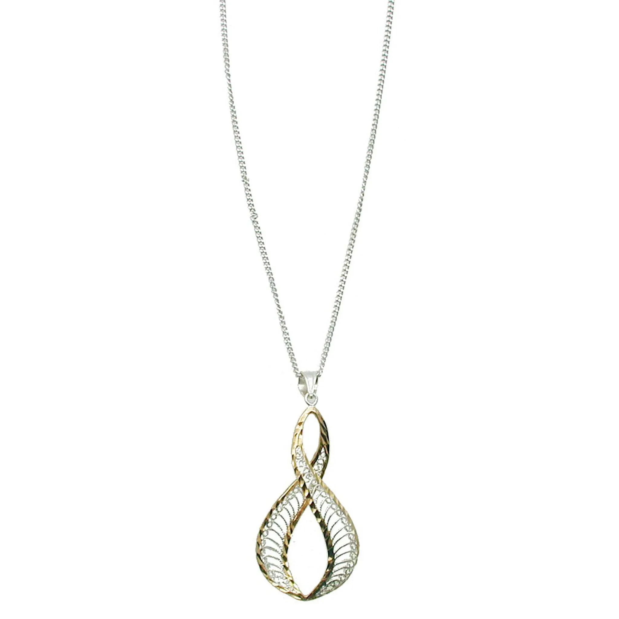 Delicate Silver and Gold Filigree Pendant