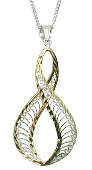 Delicate Silver and Gold Filigree Pendant