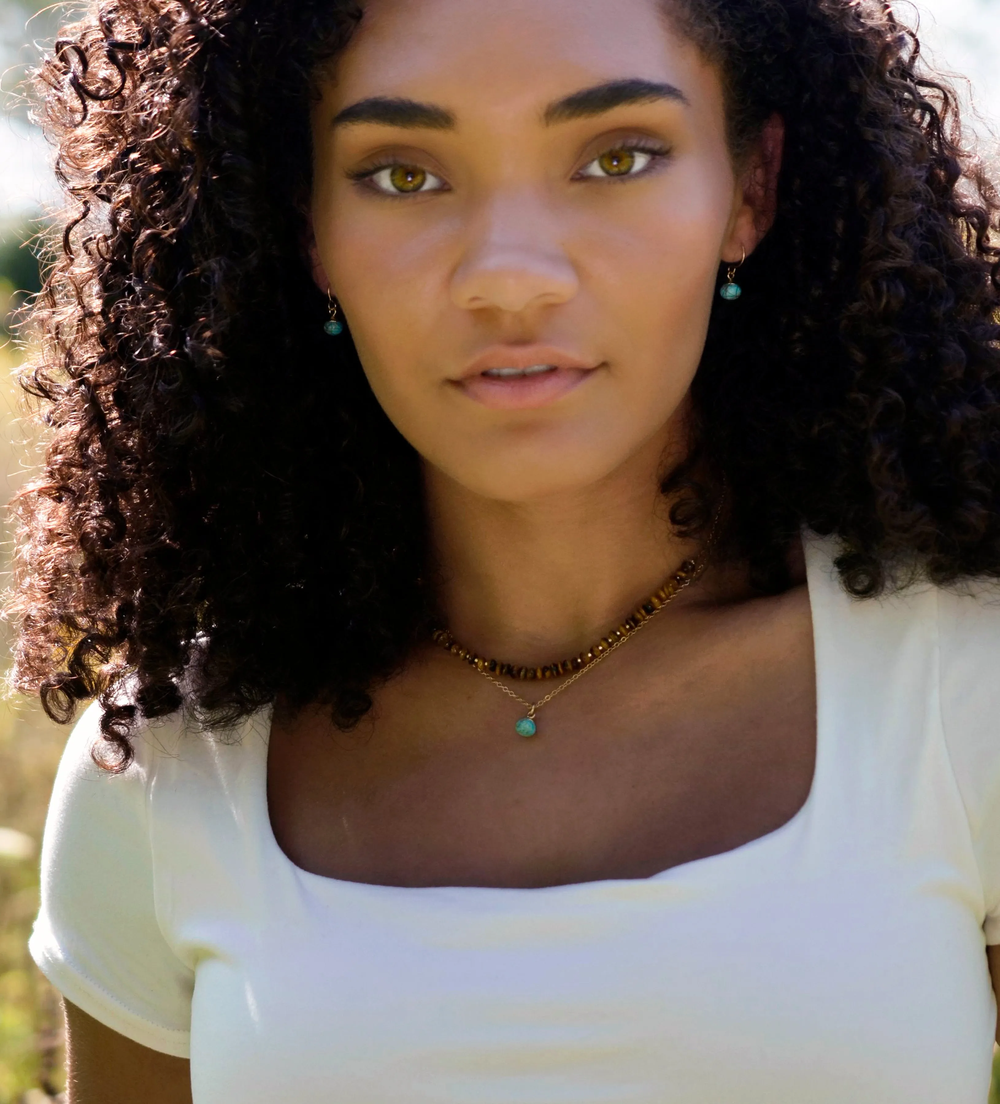 Delicate Turquoise Dangle Earrings, 14k Gold Filled