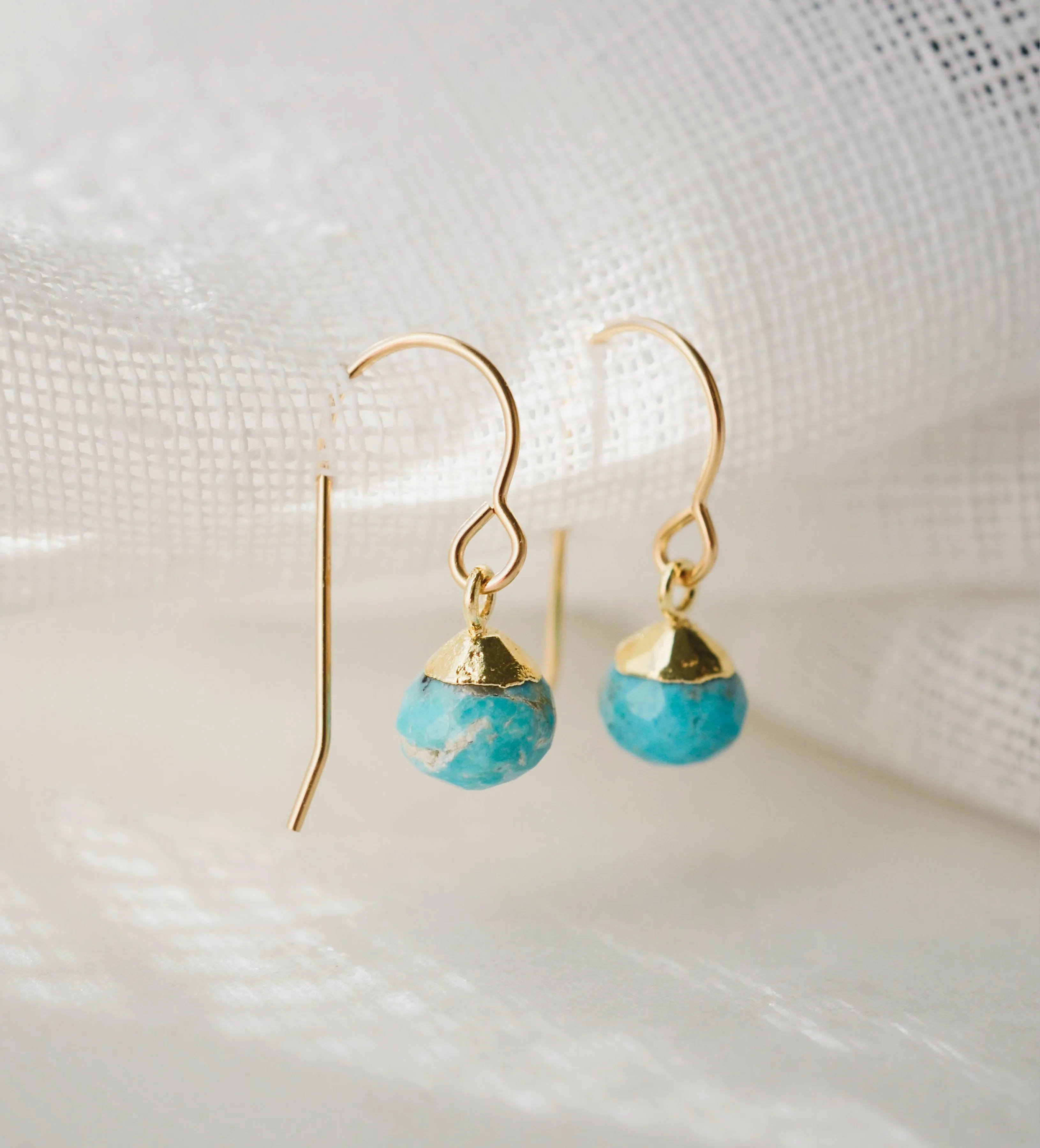 Delicate Turquoise Dangle Earrings, 14k Gold Filled