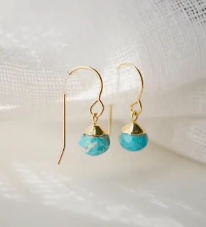 Delicate Turquoise Dangle Earrings, 14k Gold Filled