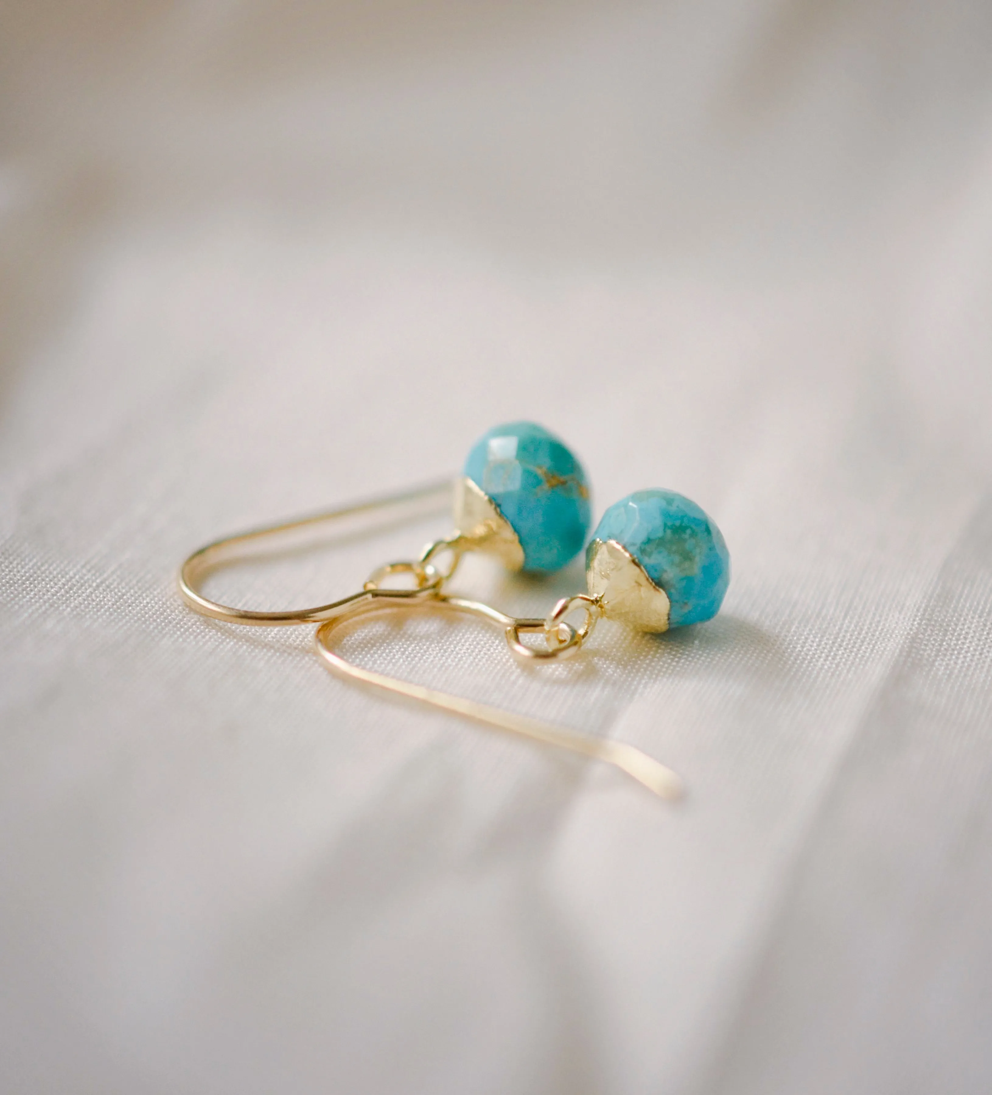 Delicate Turquoise Dangle Earrings, 14k Gold Filled