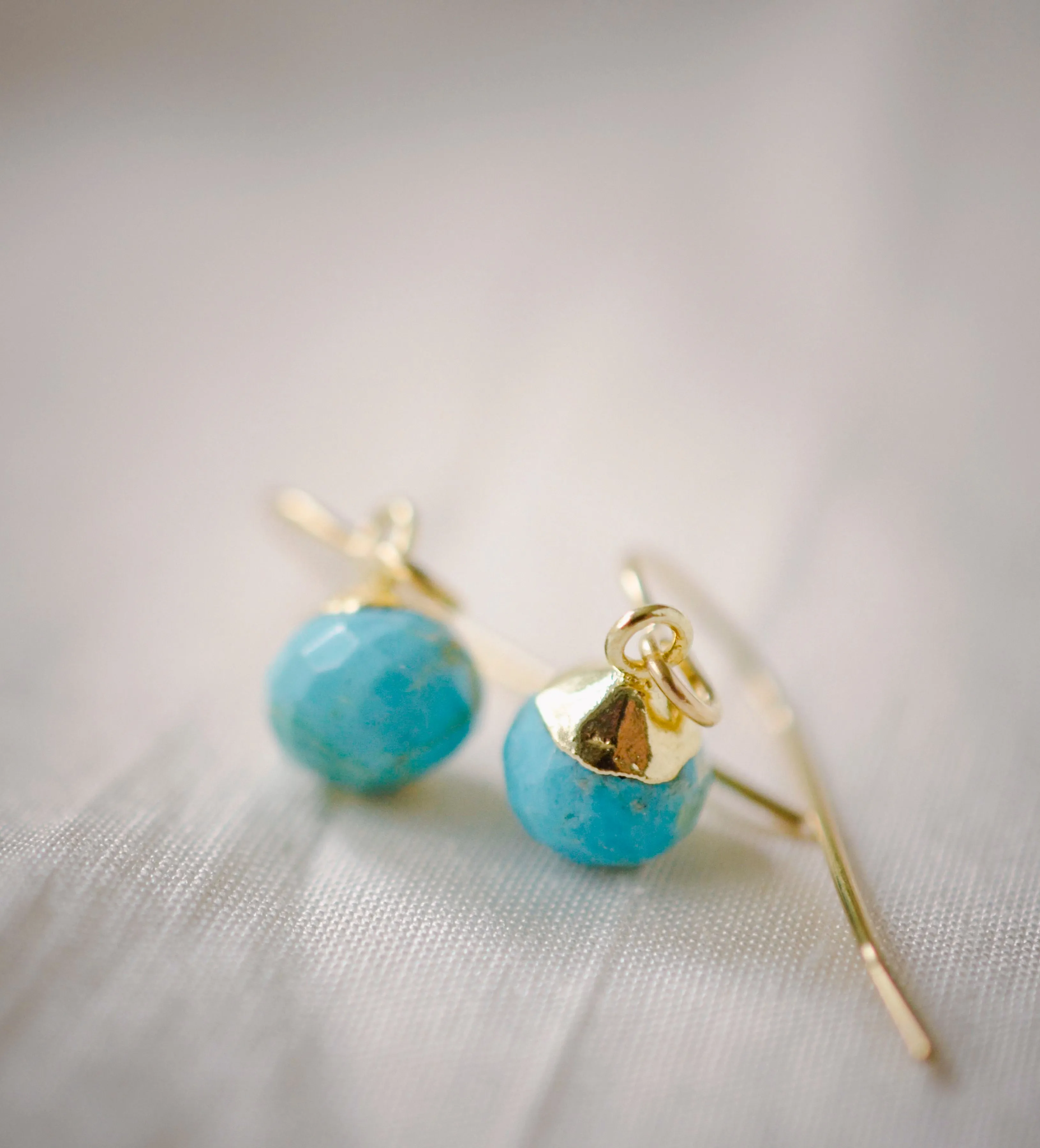 Delicate Turquoise Dangle Earrings, 14k Gold Filled
