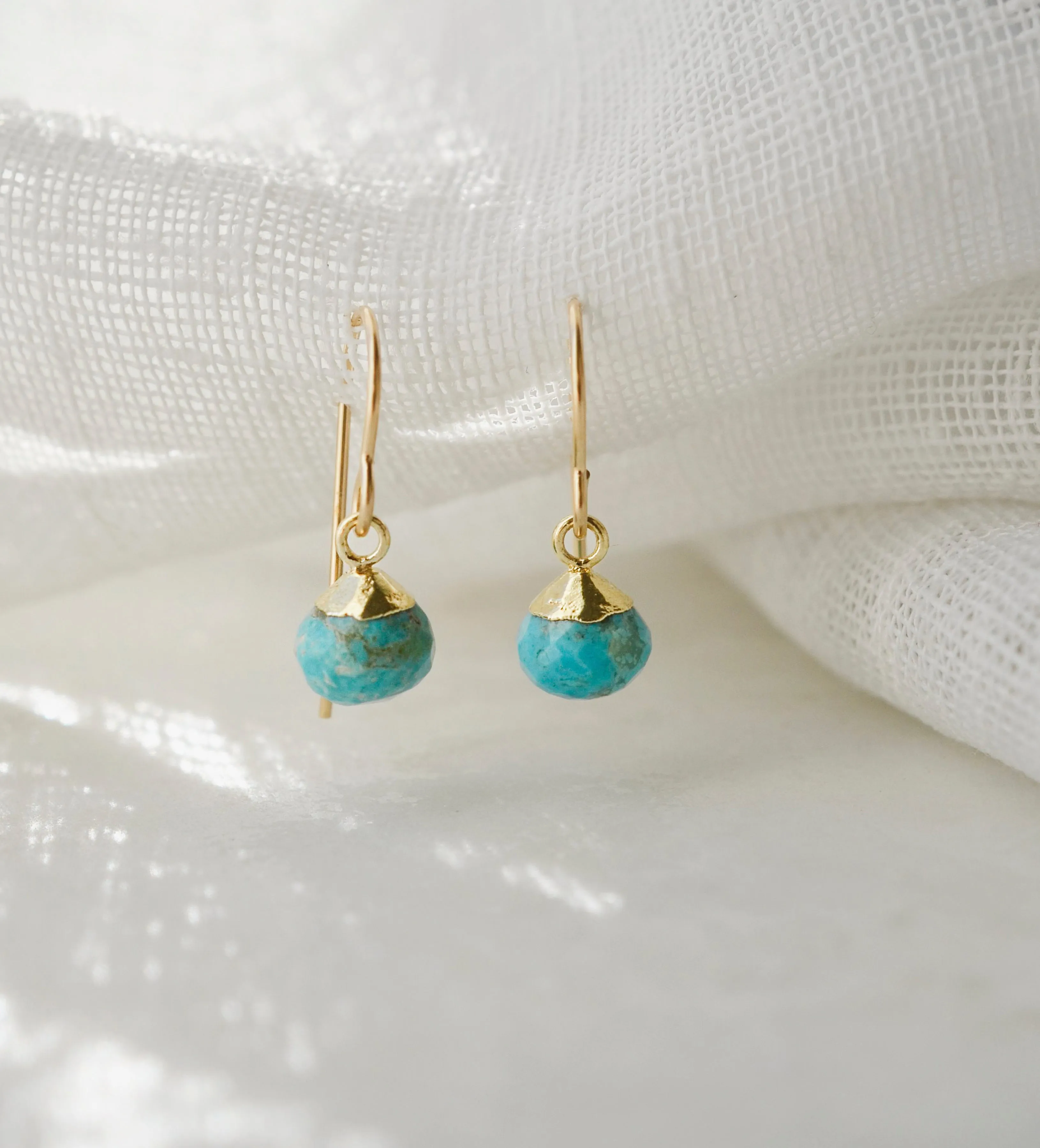 Delicate Turquoise Dangle Earrings, 14k Gold Filled