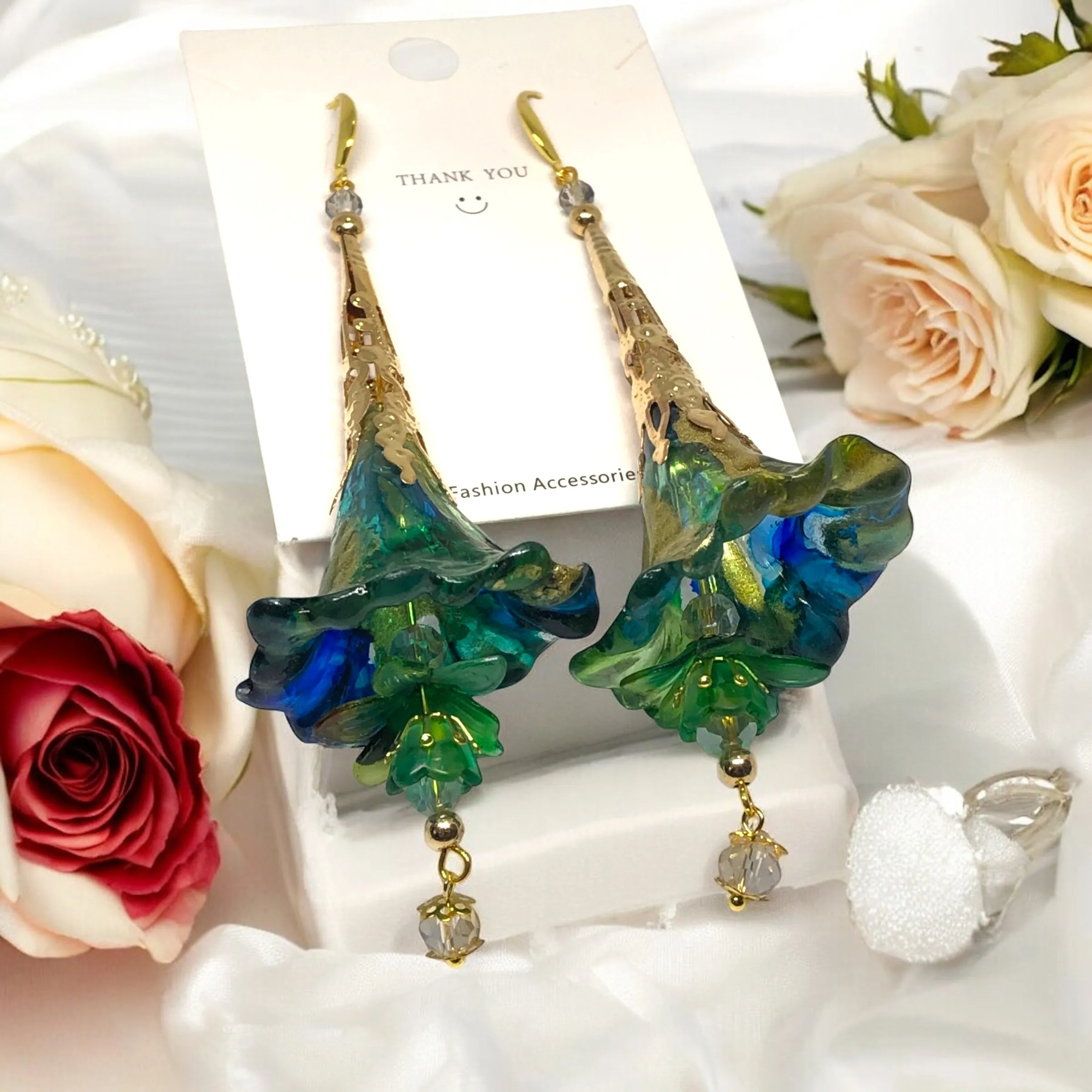 Deluxe Bohemian Gold Rainbow Bloom Earrings