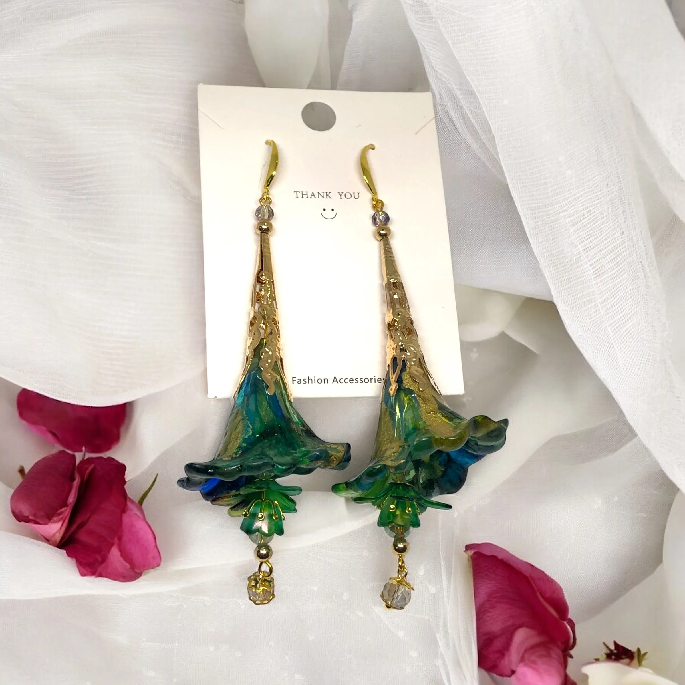 Deluxe Bohemian Gold Rainbow Bloom Earrings