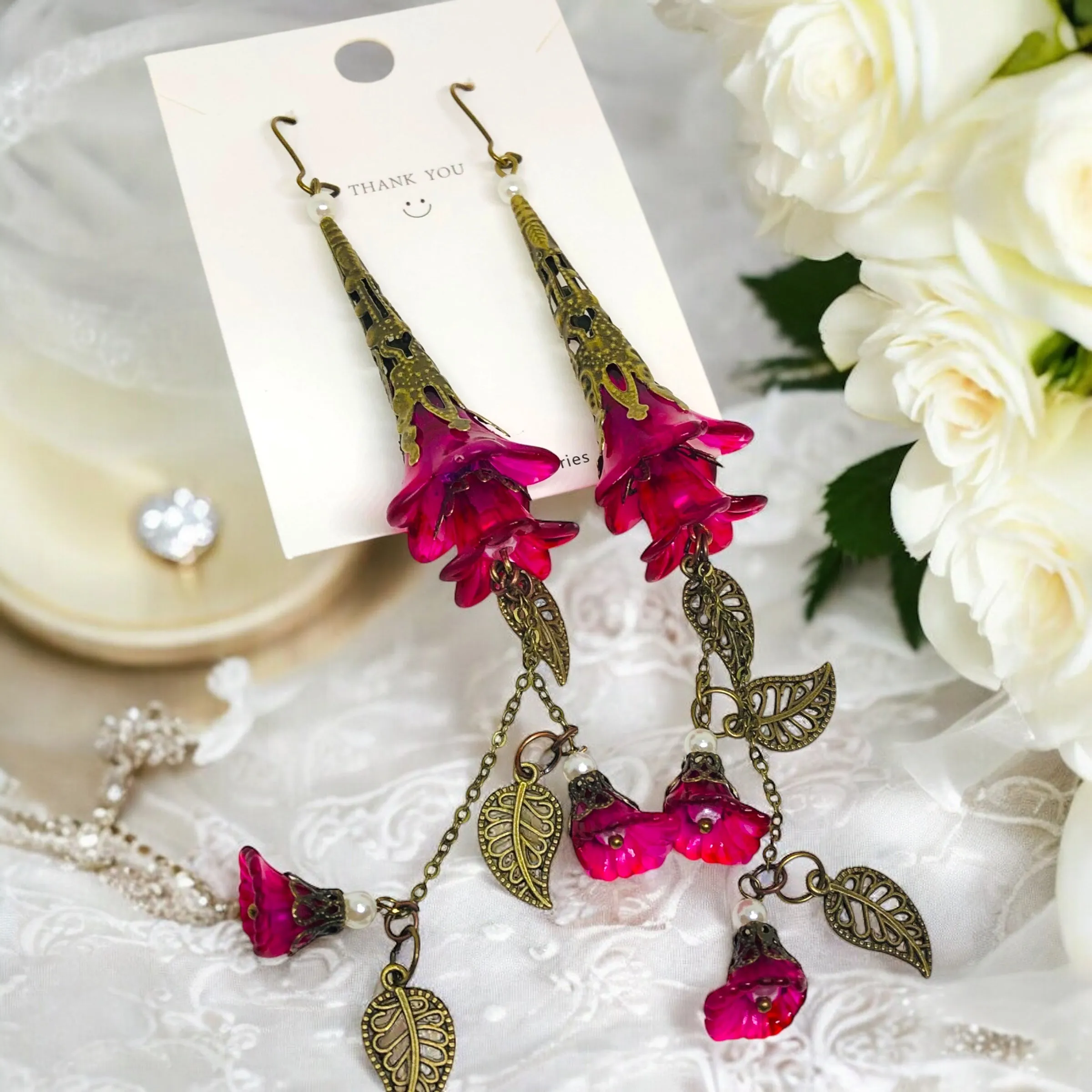 Deluxe Edition Fusia Long Tassel Bohemian Bloom Earrings