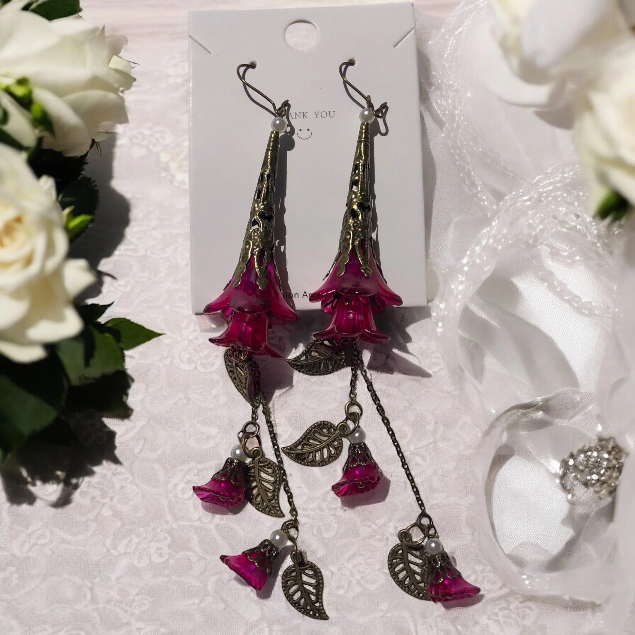 Deluxe Edition Fusia Long Tassel Bohemian Bloom Earrings