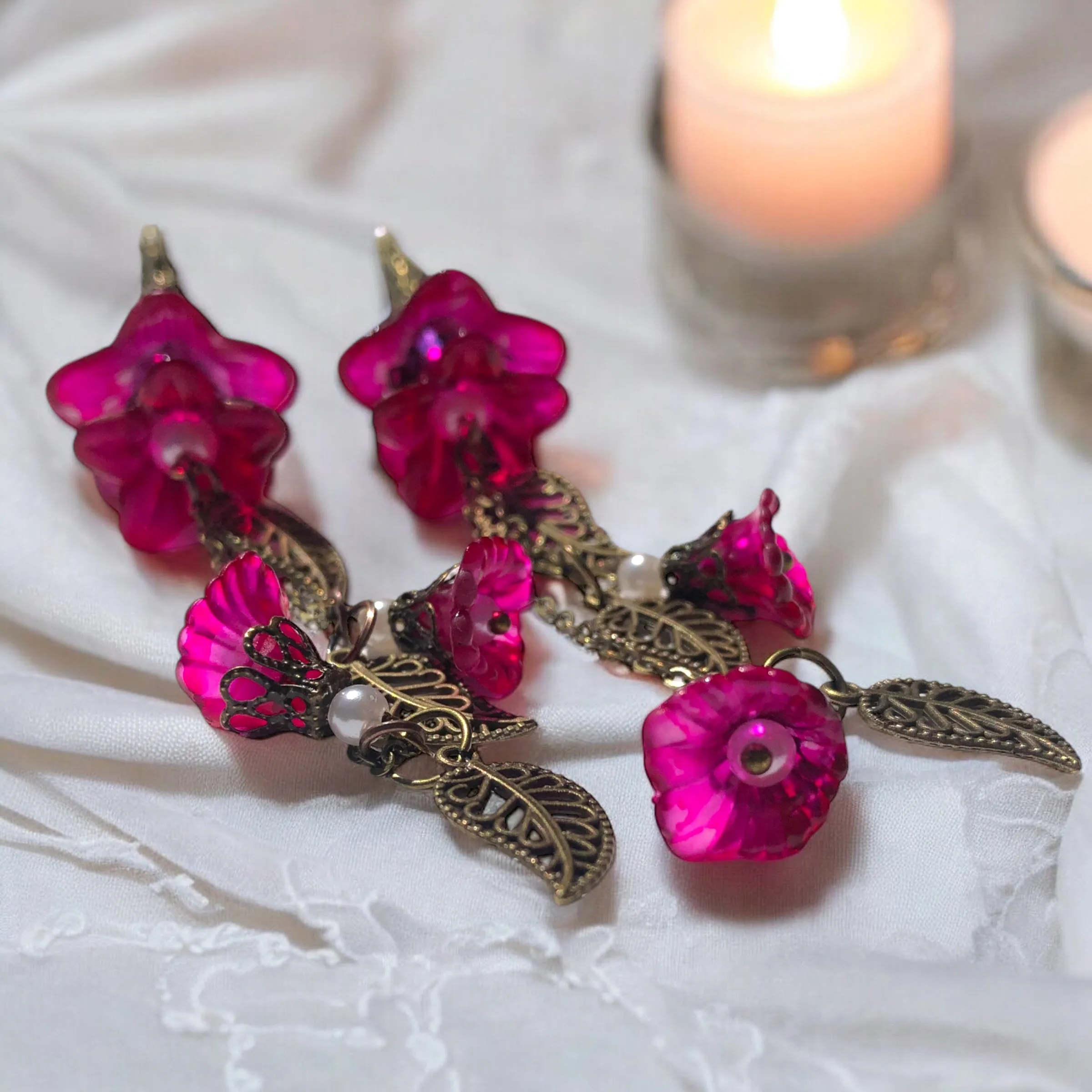 Deluxe Edition Fusia Long Tassel Bohemian Bloom Earrings