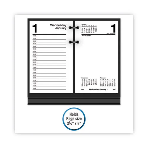 Desk Calendar Base for Loose-Leaf Refill, 3.5 x 6, Black<br>