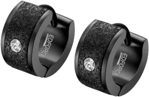 Edforce Stainless Steel Cubic Zirconia Brushed Small Huggie Hoop Earrings