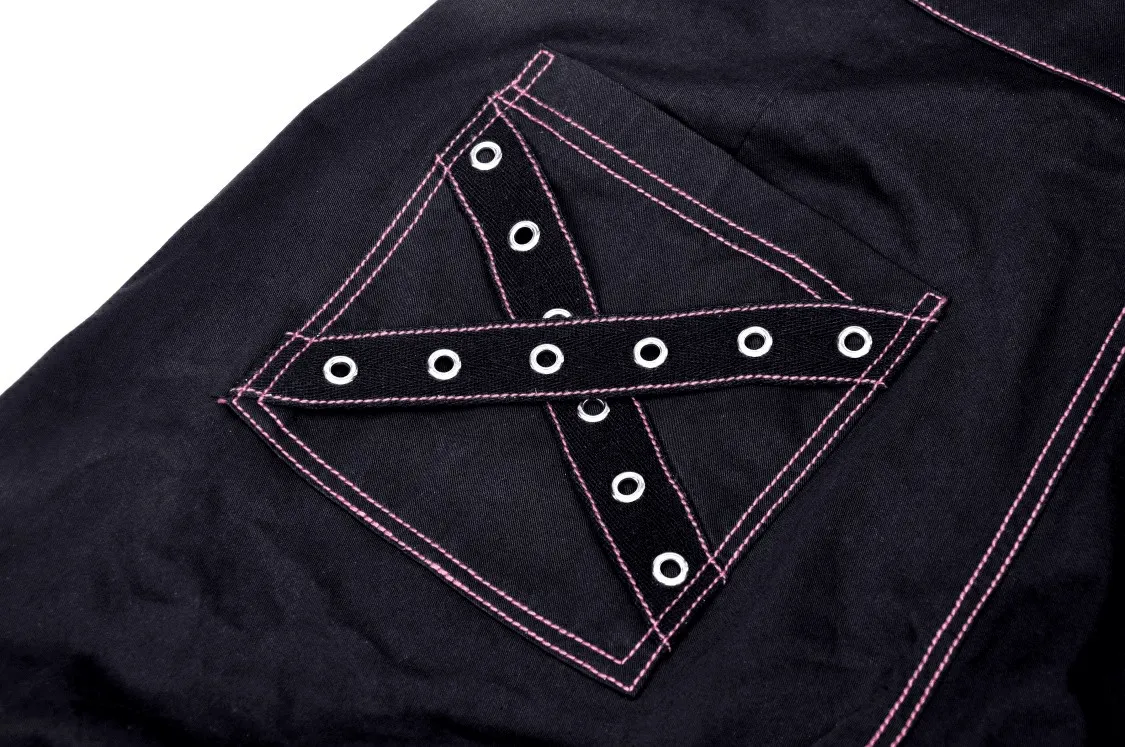 Edgy Punk Rock Wide Pants with Chains and Pockets