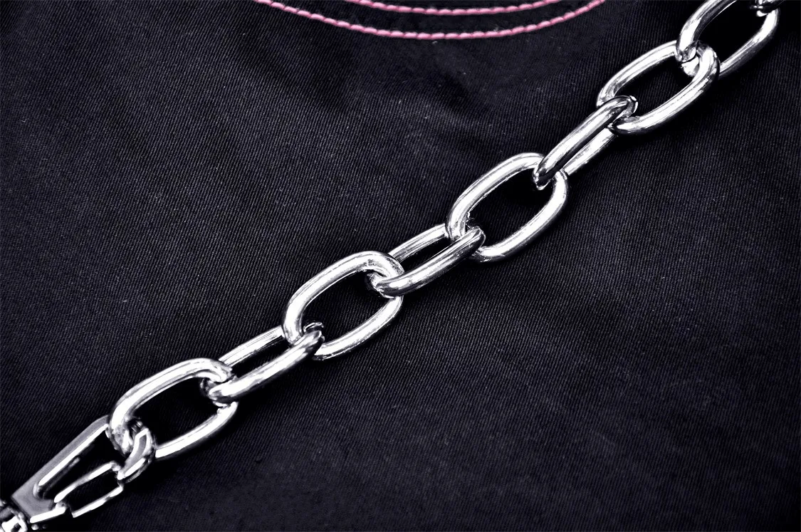 Edgy Punk Rock Wide Pants with Chains and Pockets