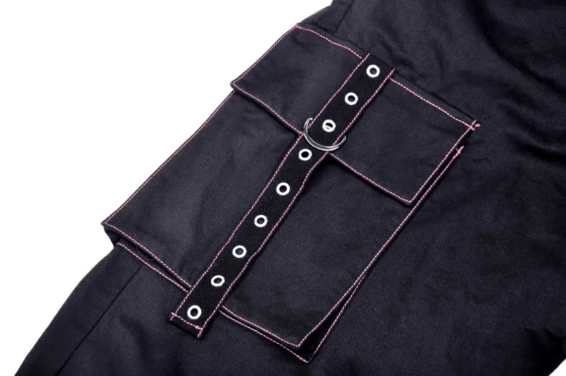 Edgy Punk Rock Wide Pants with Chains and Pockets