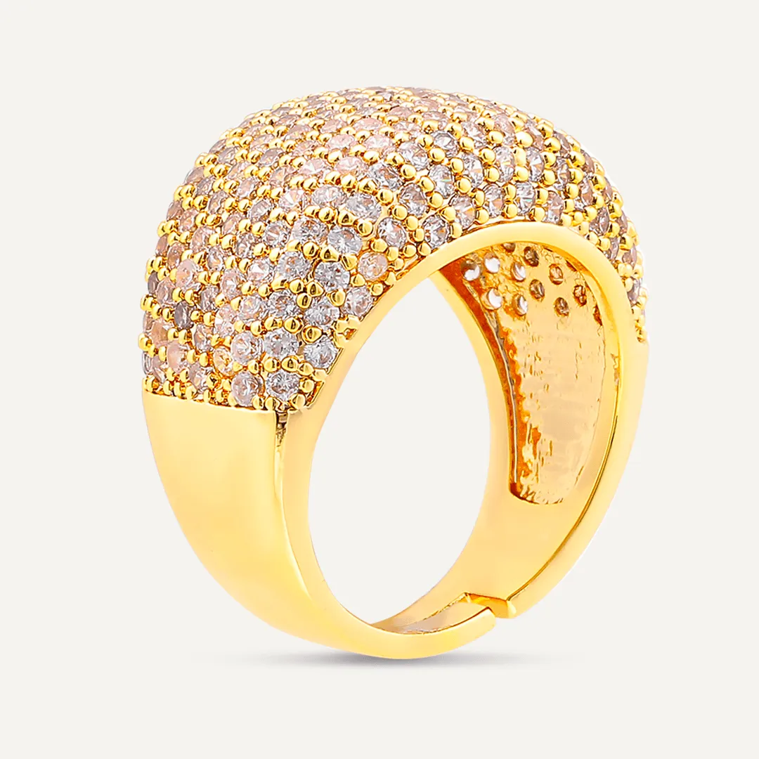 Elizabeth Contemporary Cubic Zirconia Adjustable Ring In Gold-Tone