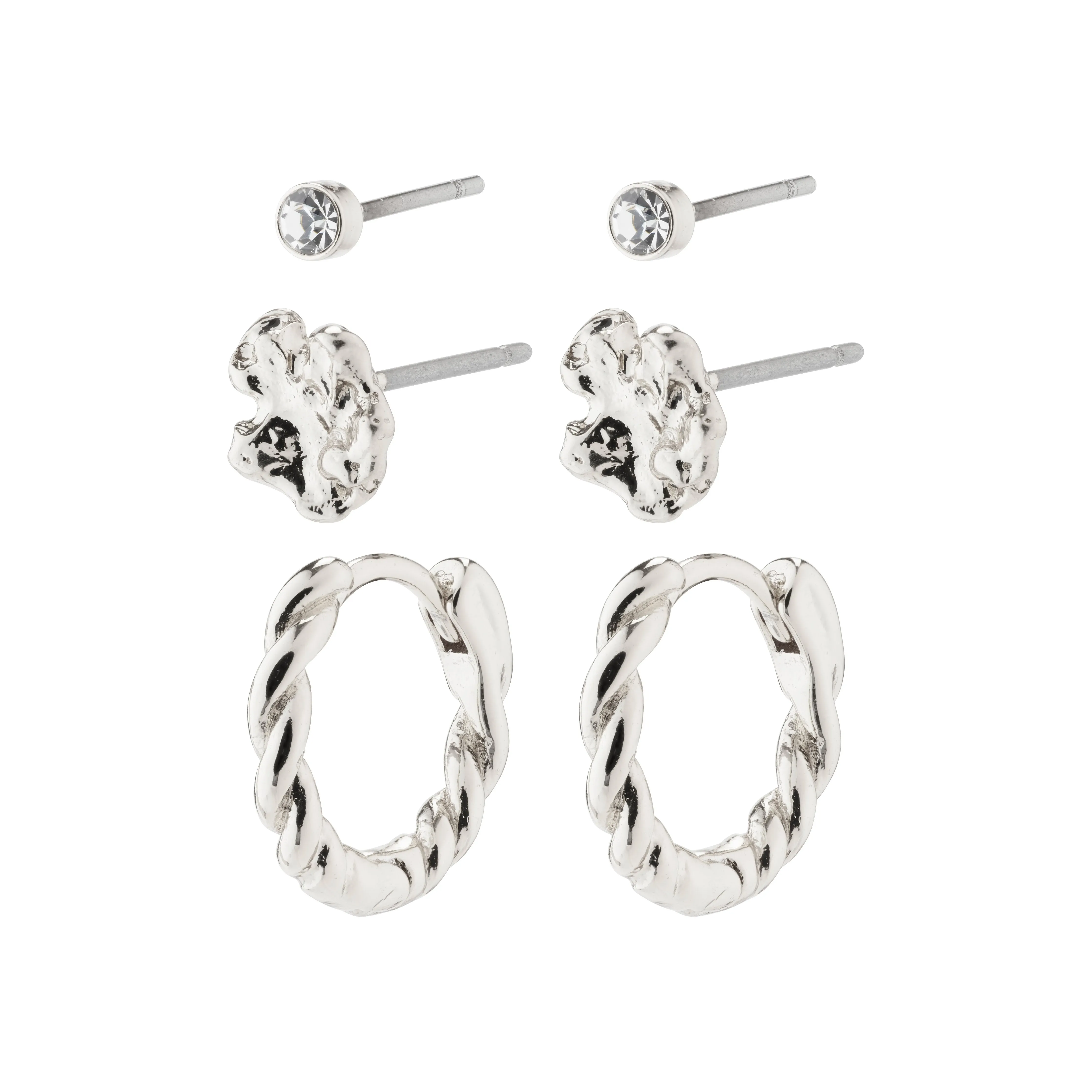 EMANUELLE earrings 3-in-1 set silver-plated