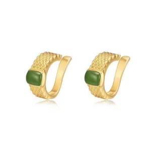 Emerald and Gold Ear Cuffs without piercing