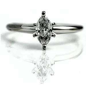 Estate .50 Carat GIA E VS2 Marquis Diamond Ring
