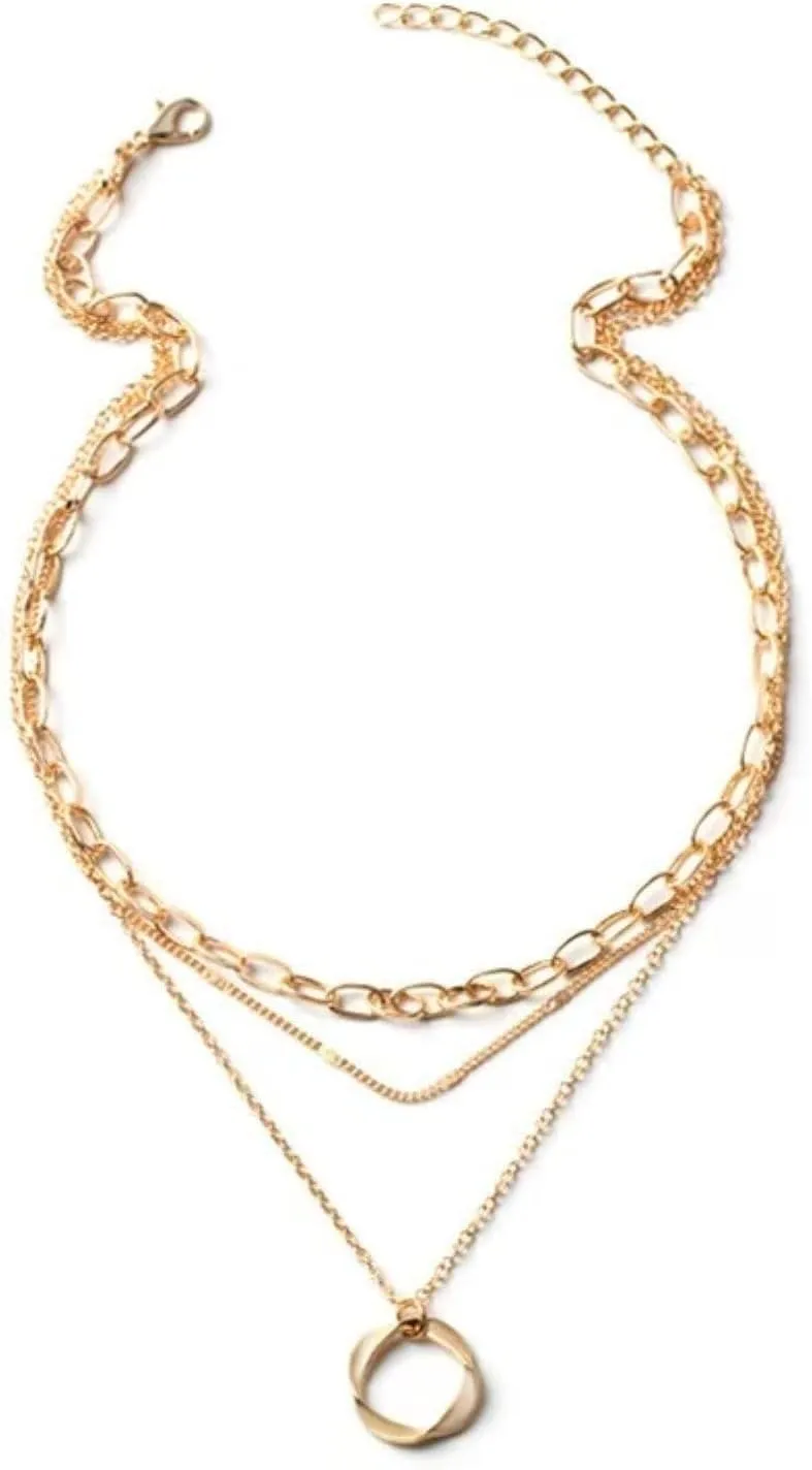 Exceptional Standard Gold Layered Necklaces for Women 14k Gold Plated Dainty Stackable Choker Necklace Set Trendy Layering Circle Paperclip Chain Cute Pendant Jewelry for Women