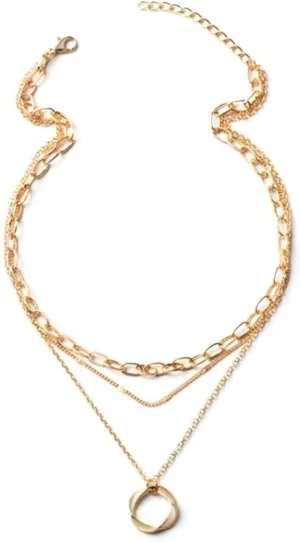 Exceptional Standard Gold Layered Necklaces for Women 14k Gold Plated Dainty Stackable Choker Necklace Set Trendy Layering Circle Paperclip Chain Cute Pendant Jewelry for Women