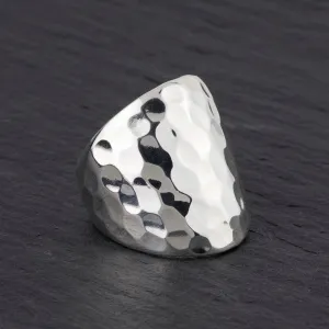 Extra Wide Chunky Hammered Silver Ring