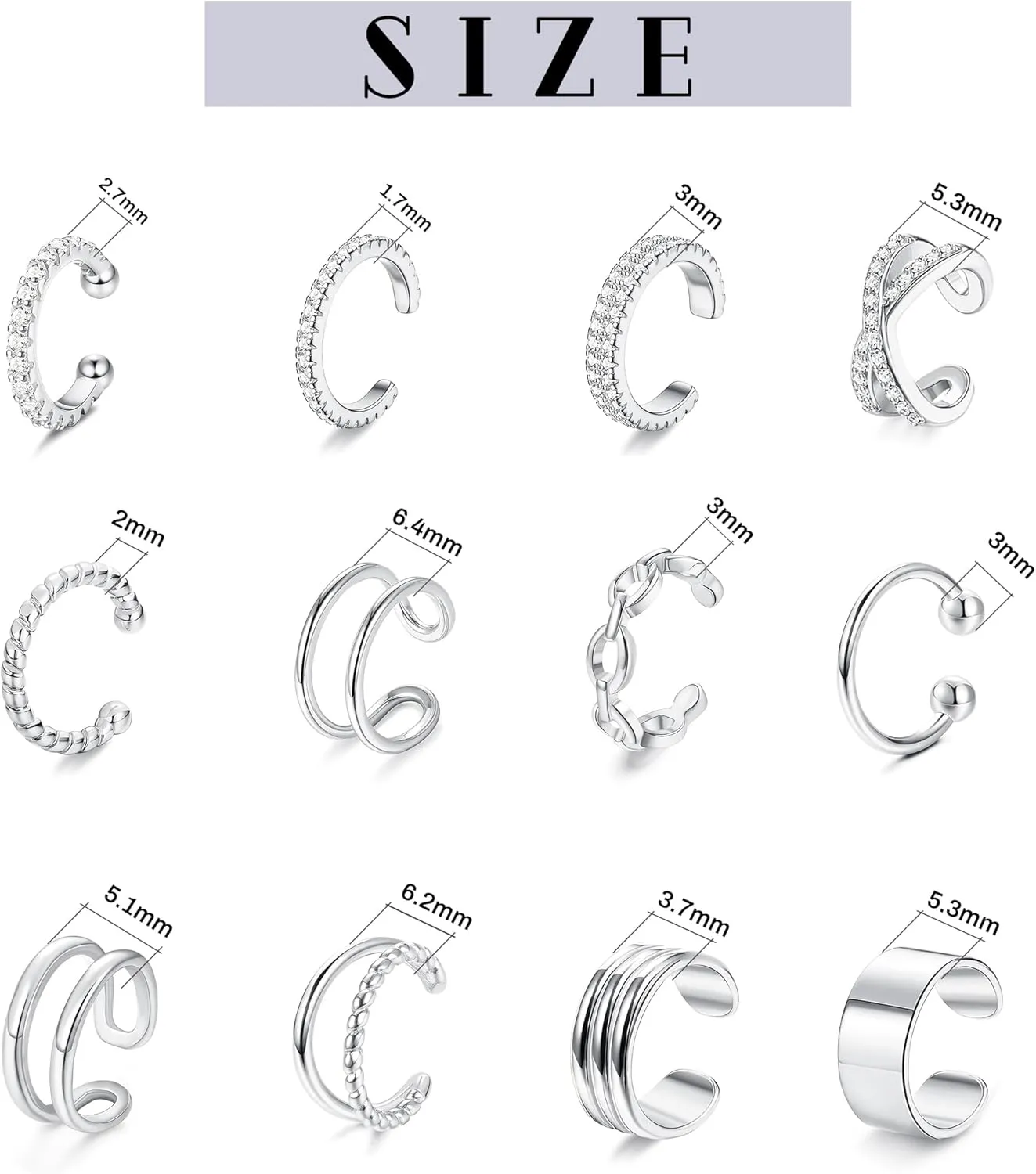 Finrezio 12Pcs Ear Cuffs For Women Non Piercing 18K Gold Plated Cuff Earrings Clip On Cartilage Wrap Earring Adjustable Earrings Set