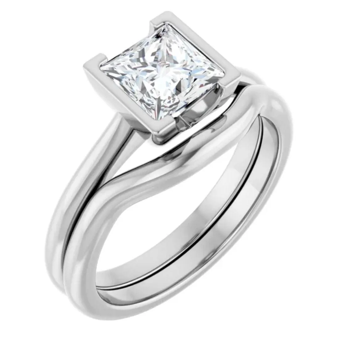 Fitted Contoured Wedding Shadow Band For Hannah Engagement Ring
