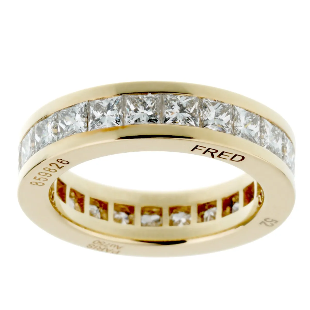Fred of Paris Princess Cut Diamond Eternity Yellow Gold Ring